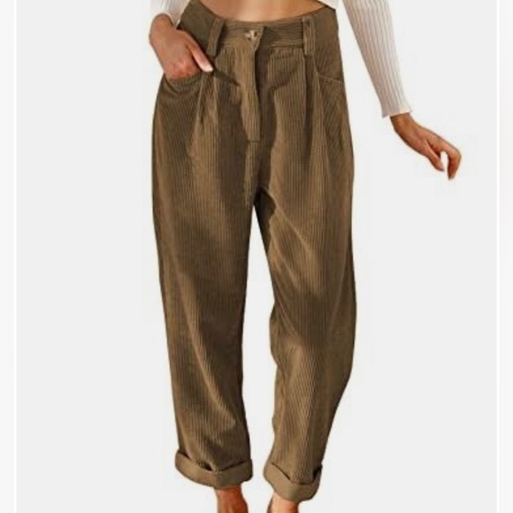 Brown High Waisted Corduroy Pants - Picture 1 of 6